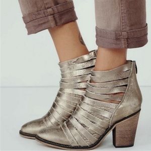Free People Hybrid Heel Leather Metallic Ankle Booties